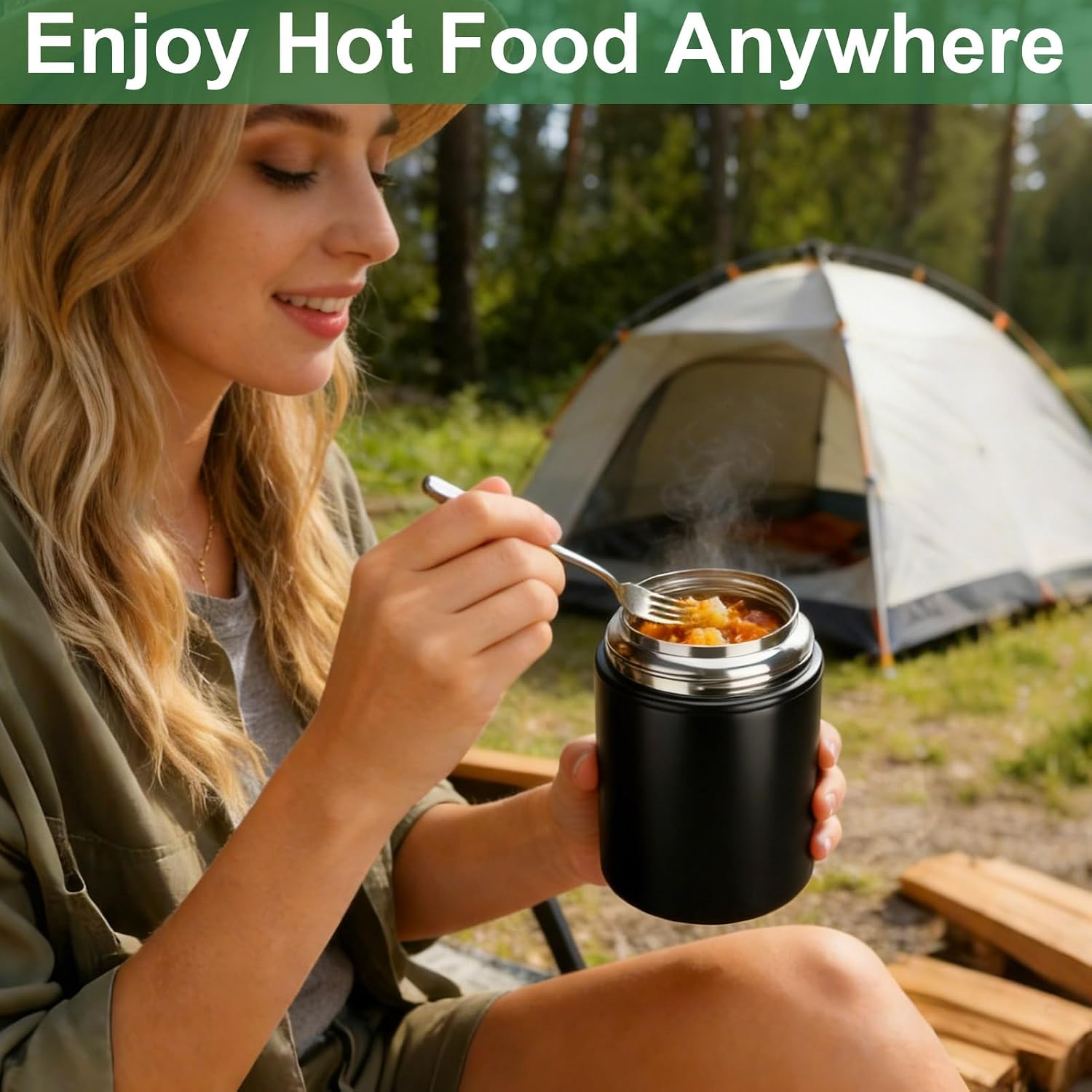 Thermo for Hot Food, 18oz Soup Lunch Box for Adults, Stainless Steel | Insulated Vacuum Food Jar Container with