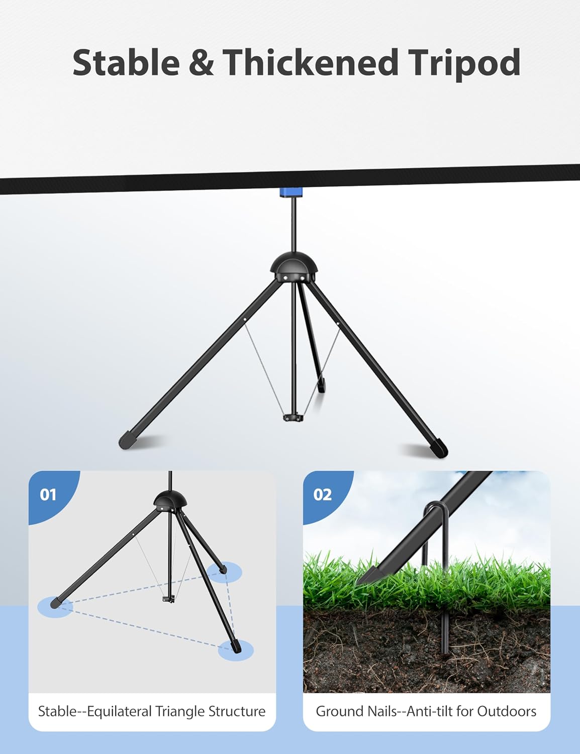 Projector Screen with Stand, Paris RHÔNE 100-inch Outdoor Indoor Projector Screen 16:9 4K HD PVC, 1.5 Gain Portable