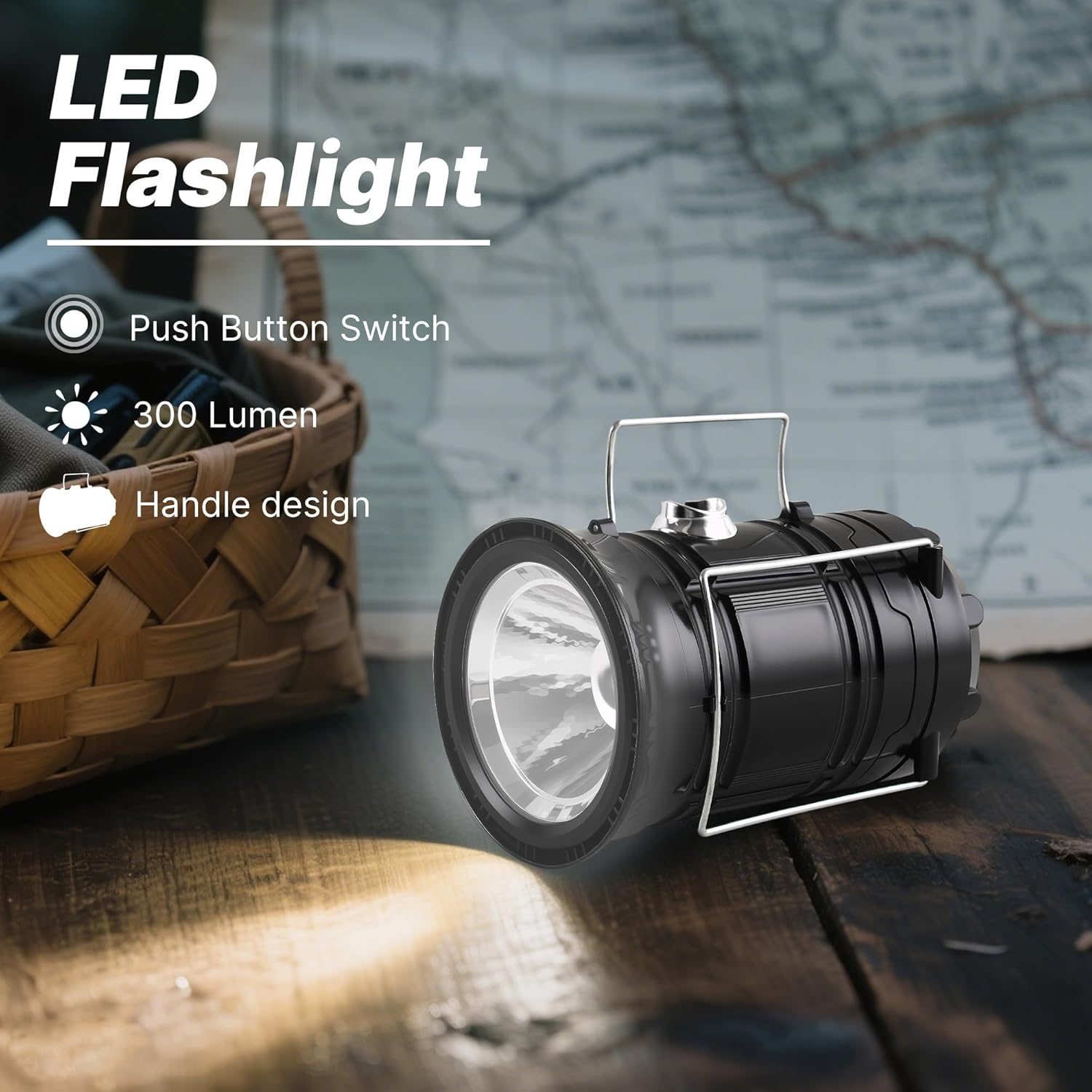 Collapsible Portable Solar Camping Lantern, USB Rechargeable LED Flashlight - Survival Kits for Power Outages