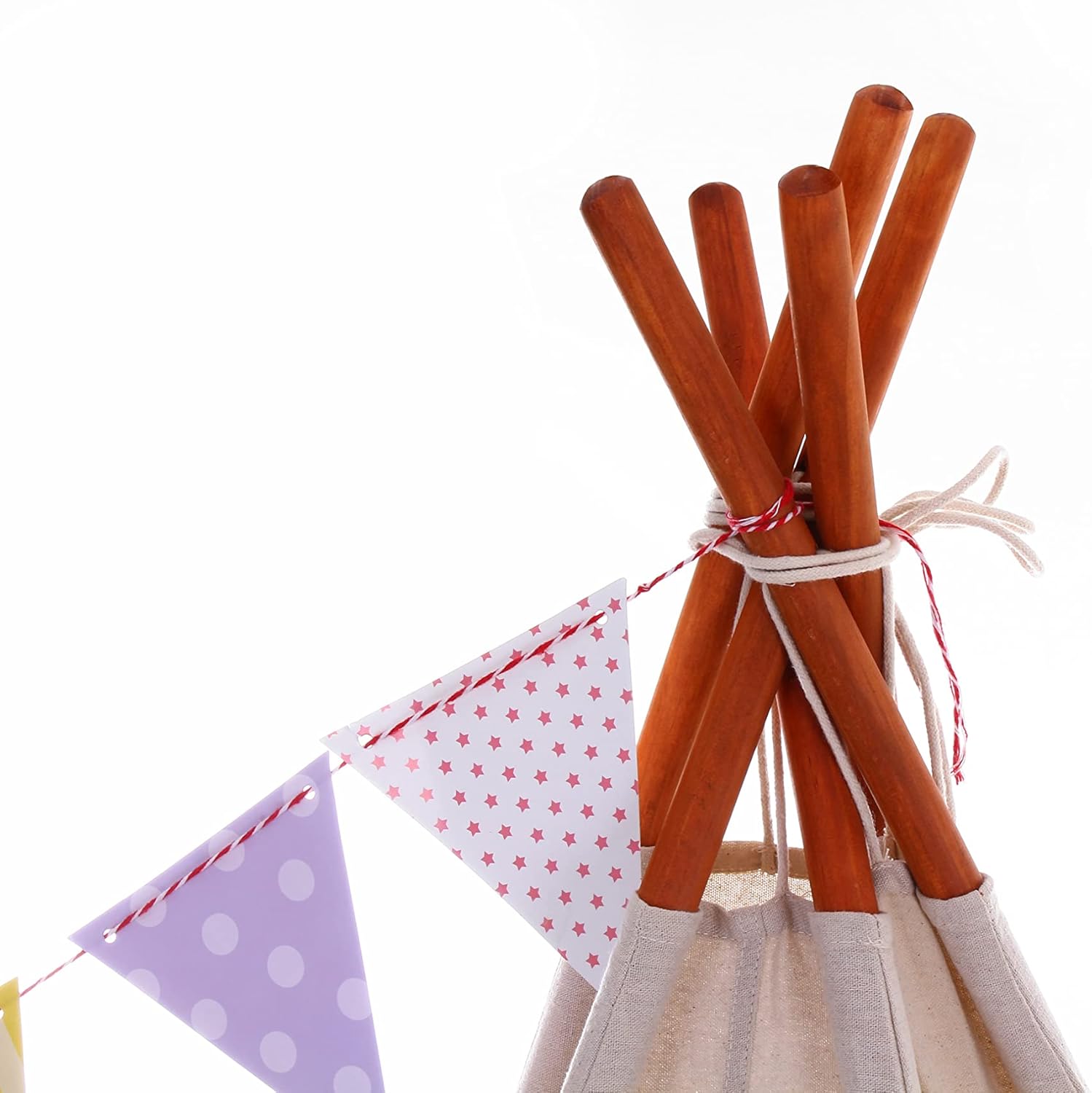 Miyaya Large Canvas Teepee Play Tent Indian Play Tent with Carry Case,5 Poles Design (BEIGE)