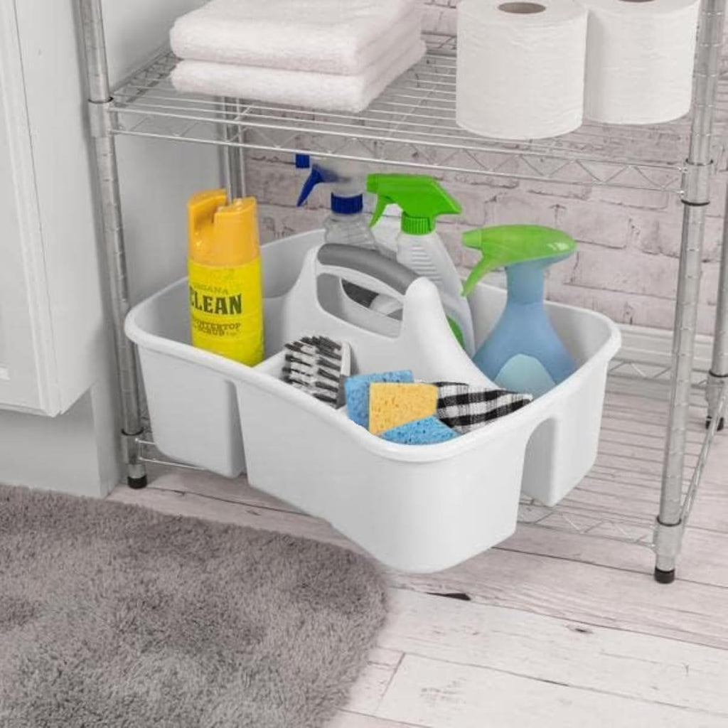 Extra Large 5 Gallon Divided Cleaning Caddy Organizer with Handle | Cleaning Supplies for Housekeeping, Shower Caddy