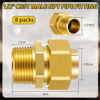Frienda 8 Pack CSST Gas Line Fittings 1/2" NPT Brass Male Adapter