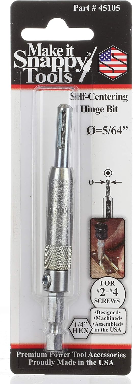 Snappy 5/64" Self-Centering VIX Hinge Bit for #2 - #4 Screws 1/4 Hex Made in USA