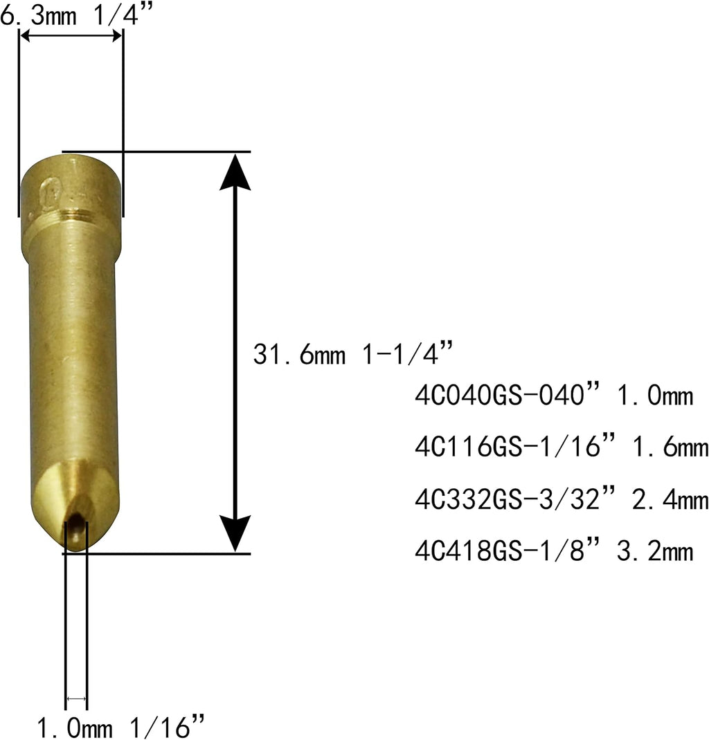 RIVERWELD TIG Stubby Collet Body 45V26S Wedge Collet 4C332GS kit 10pcs