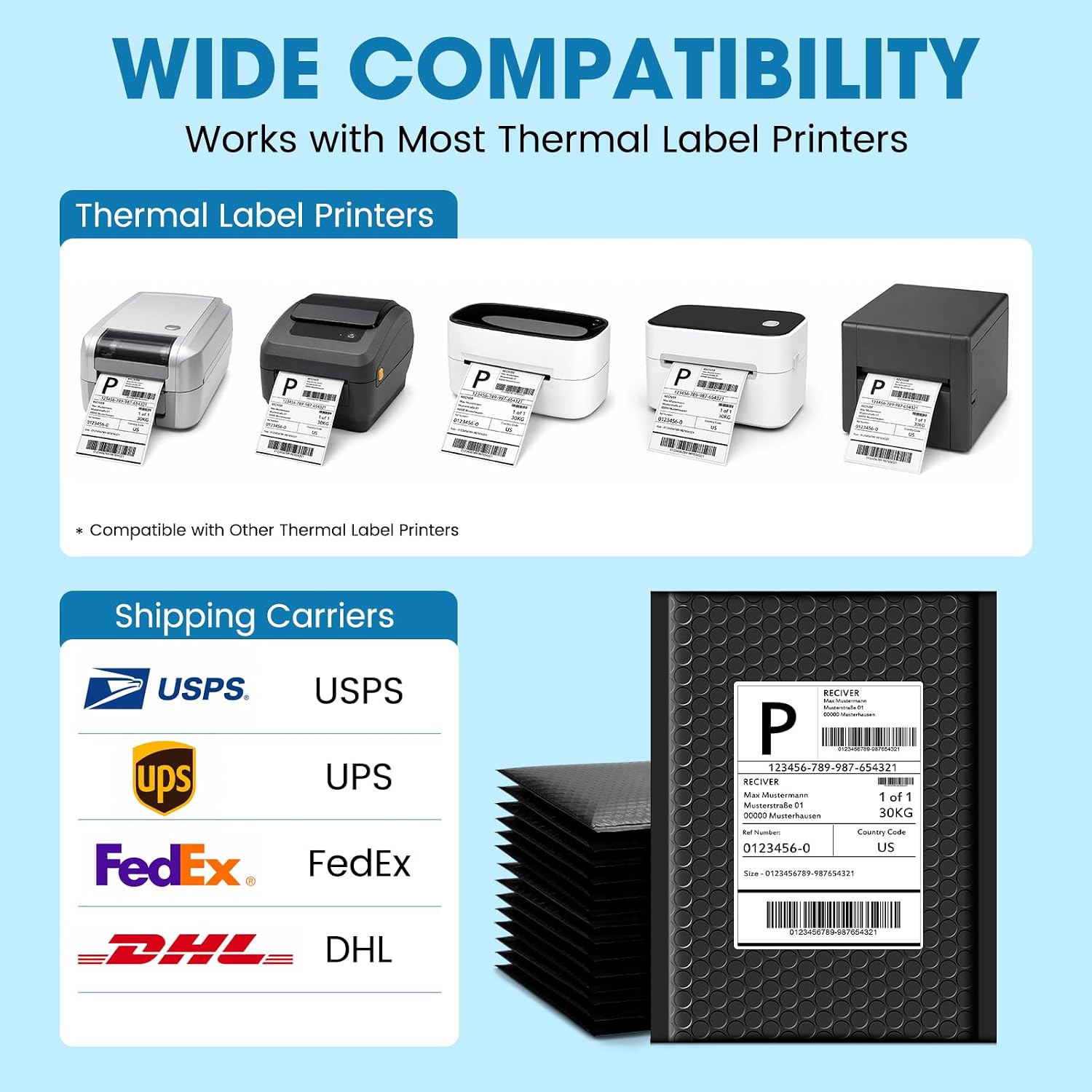 Thermal Labels 4x6 200 Labels Fanfold Direct Shipping Label | with Perforated and Strong Adhesive Mailing Stickers