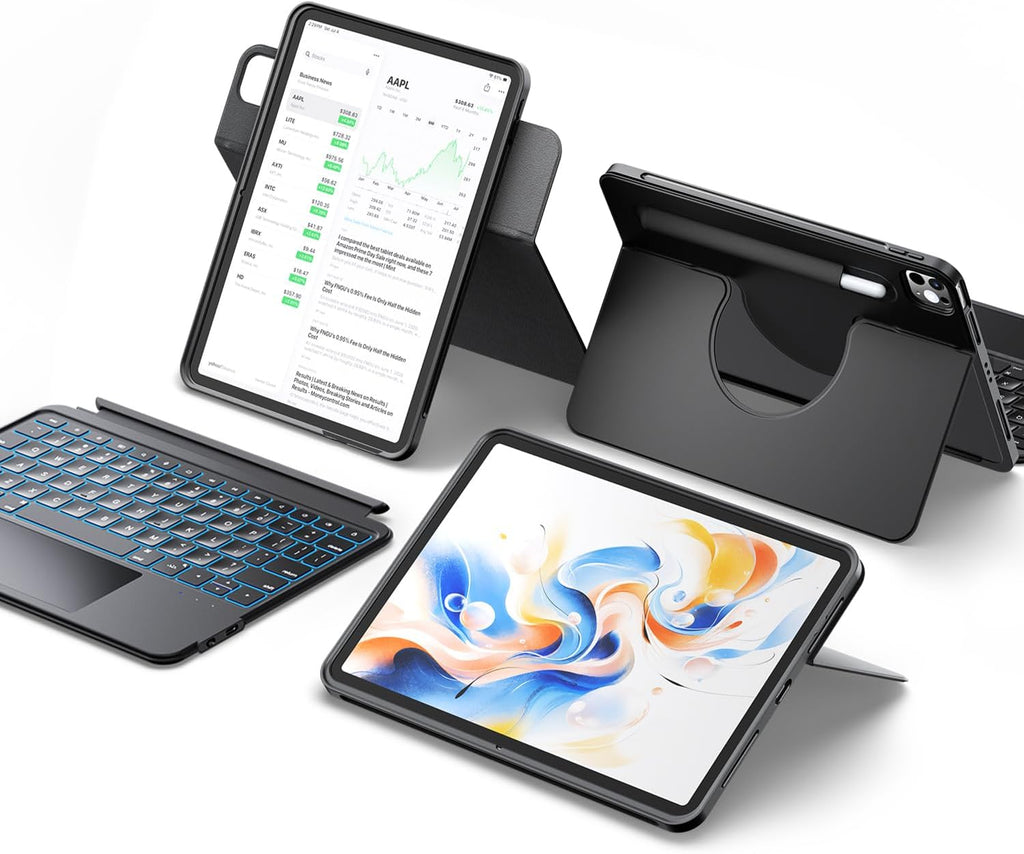 360° Rotating Detachable Keyboard Case for iPad 7th/8th/9th Generation | 155° Adjustable Stand,Portrait & Landscape