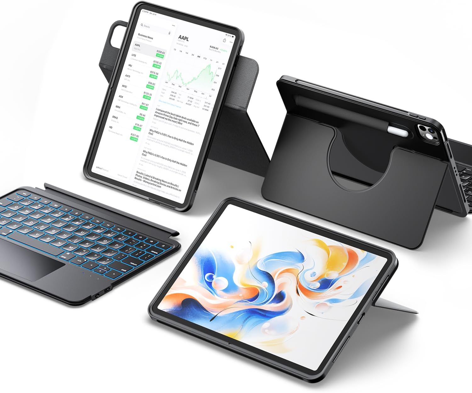 360° Rotating Detachable Keyboard Case for iPad 7th/8th/9th Generation | 155° Adjustable Stand,Portrait & Landscape