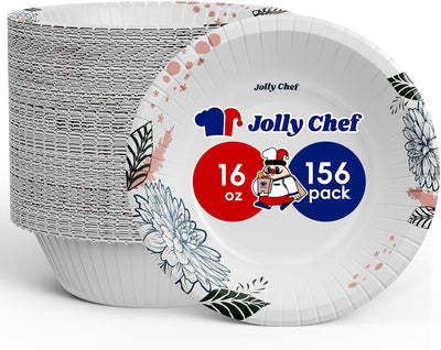16 oz Disposable Paper Bowls with Floral Print 156 Count
