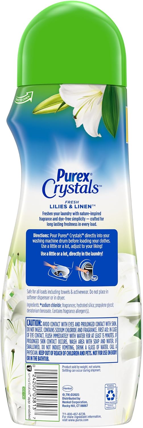 Crystals In-Wash Scent Booster, Fresh Lilies & Linen, 21 oz, 4-Pack
