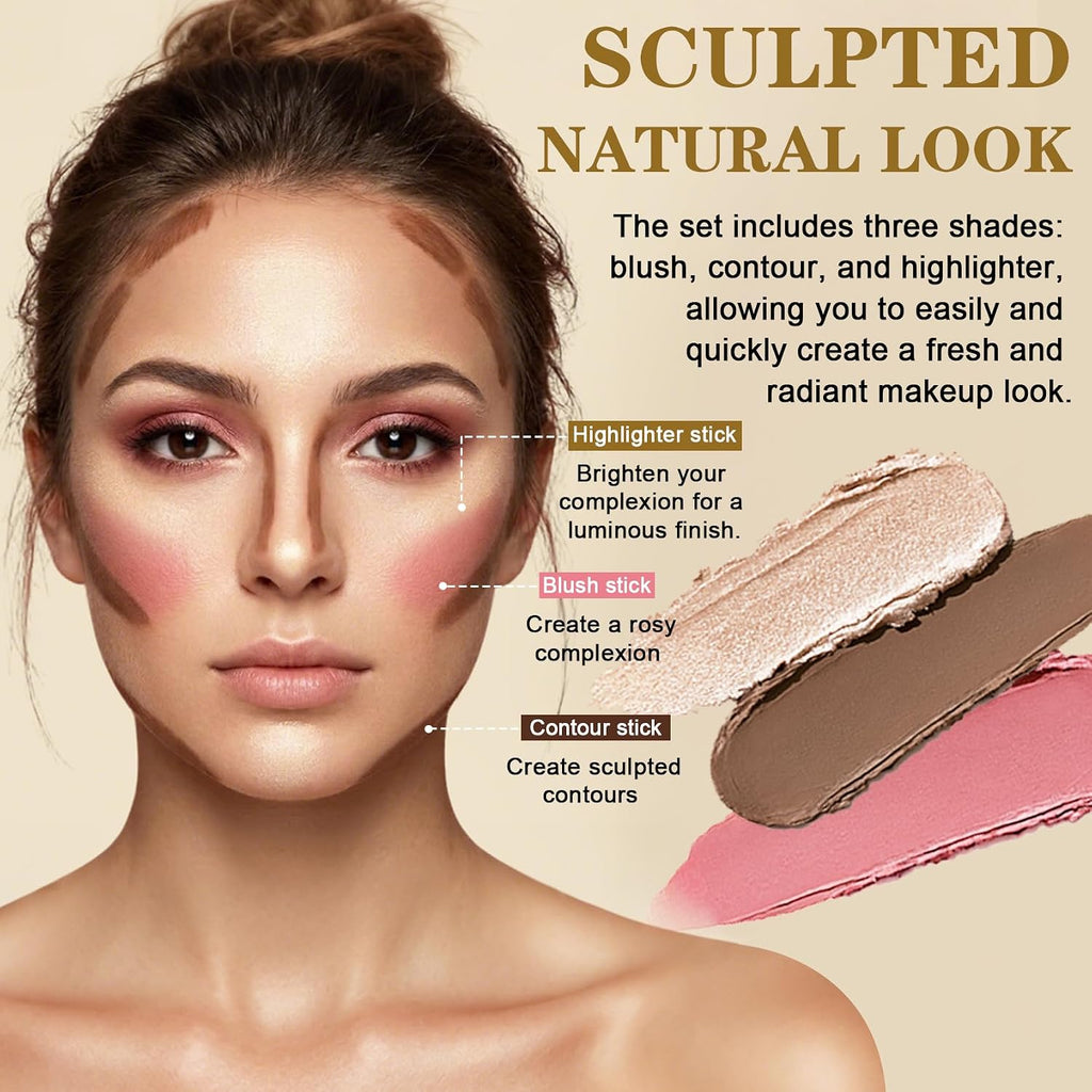 6 Colors Dual-Ended Cream Contour Bronzer Blush Makeup Stick Set A