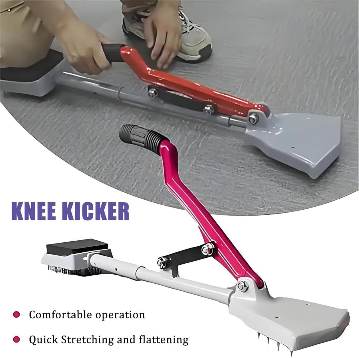Carpet Stretching Equipment, Carpet Installation Tool Kit, Carpet Stretcher Knee Kicker, Easy Operation, 20 Hardened