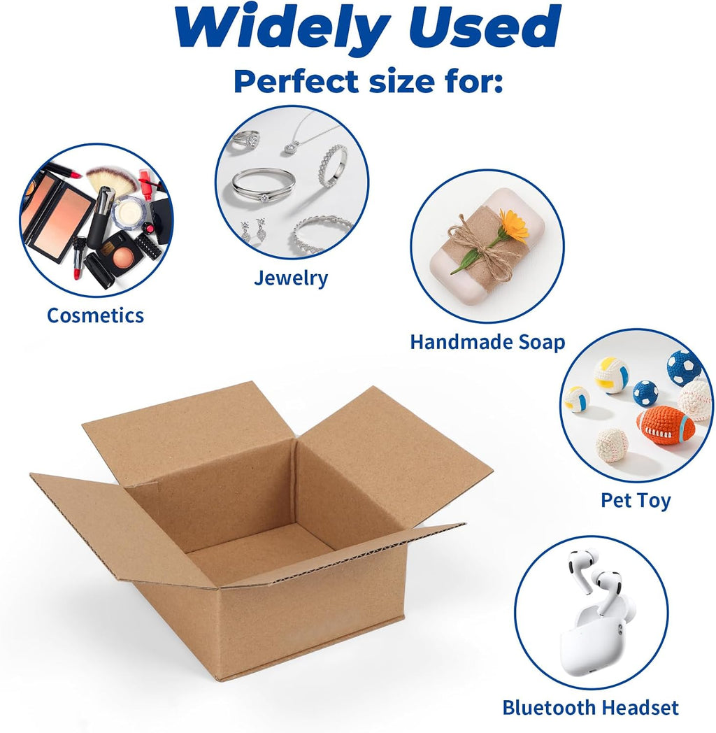 100 Packs 4x4x2 Shipping Boxes for Small Business