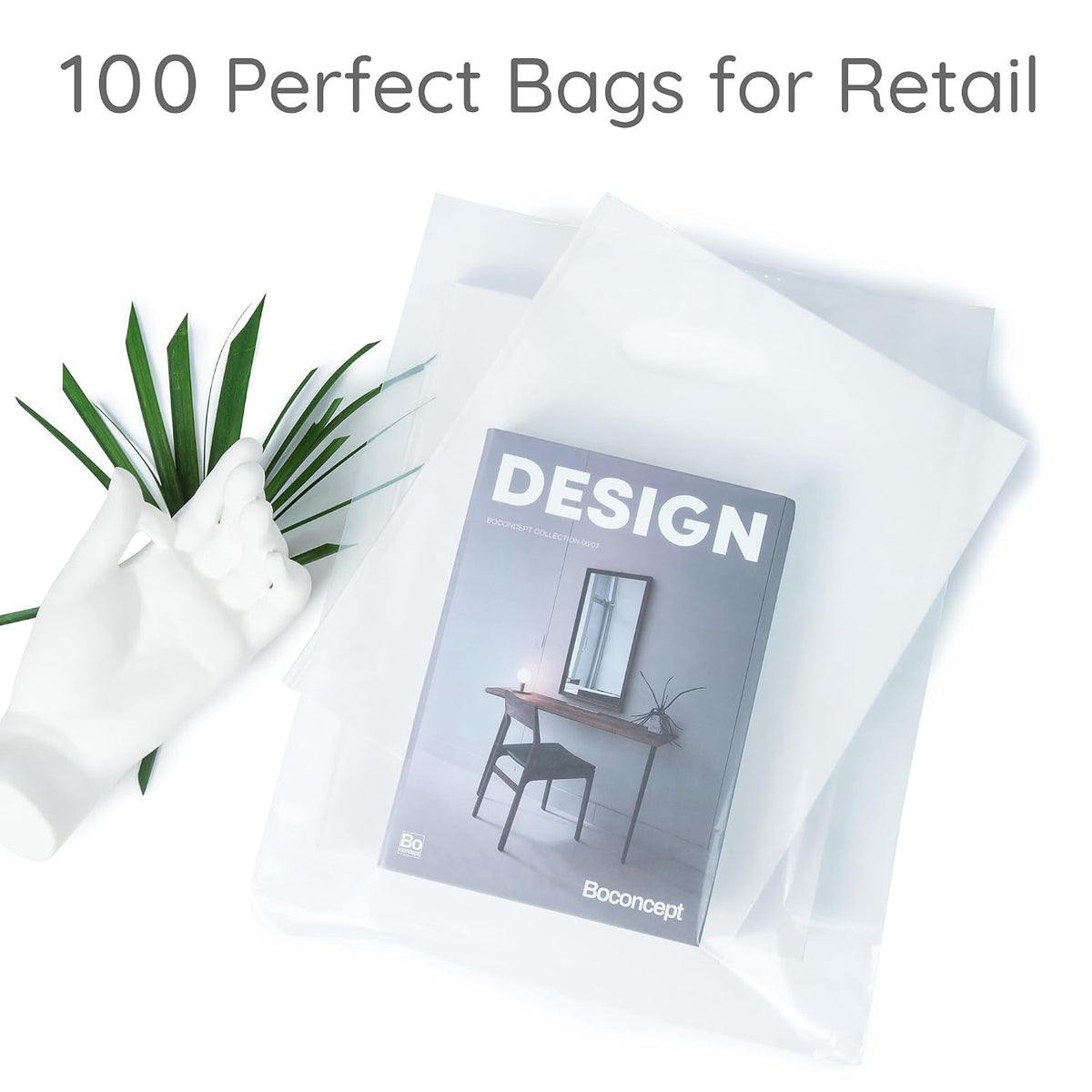100 Clear Plastic Bags With Handles 12x15 Merchandise Bags