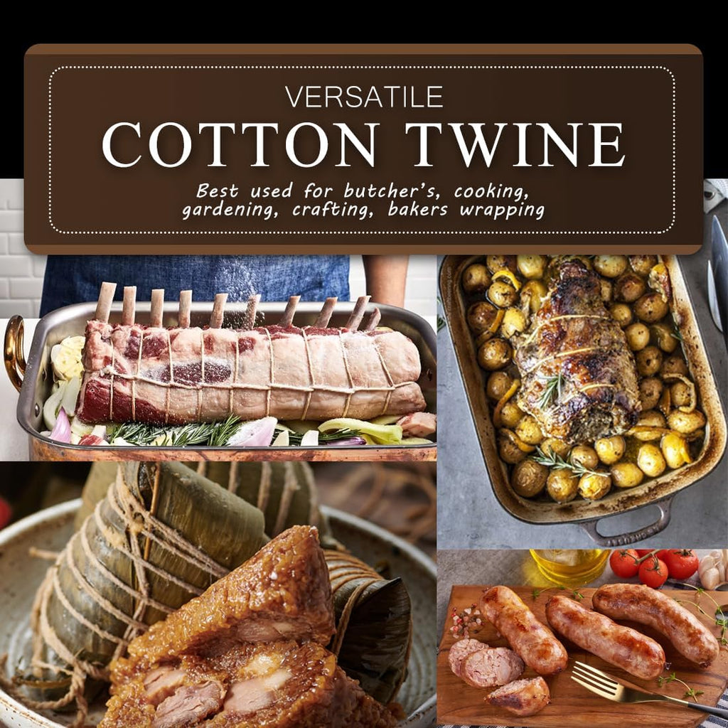 1,650 Feet 2mm Cotton Butcher Twine String Soft Food Safe for Cooking Craft Baker Kitchen Meat Turkey Sausage