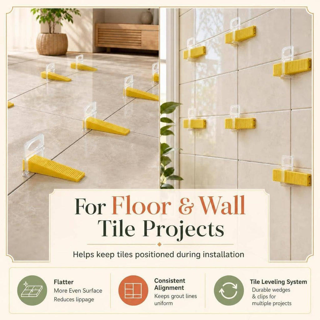 Tile Leveling System with Plier, 600 Tile Spacers 1/8" and 200 Wedges | Tile Leveling Clips with Tile Plier, Anti
