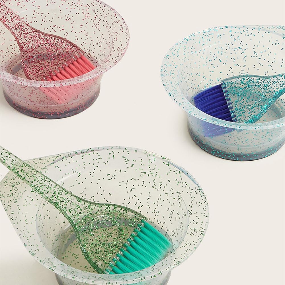 3 Pieces Hair Color Bowl Glitter Hair Dye Bowl Hair Color Mixing Bowl Plastic Color Mixing Tint Bowl Round Applicator