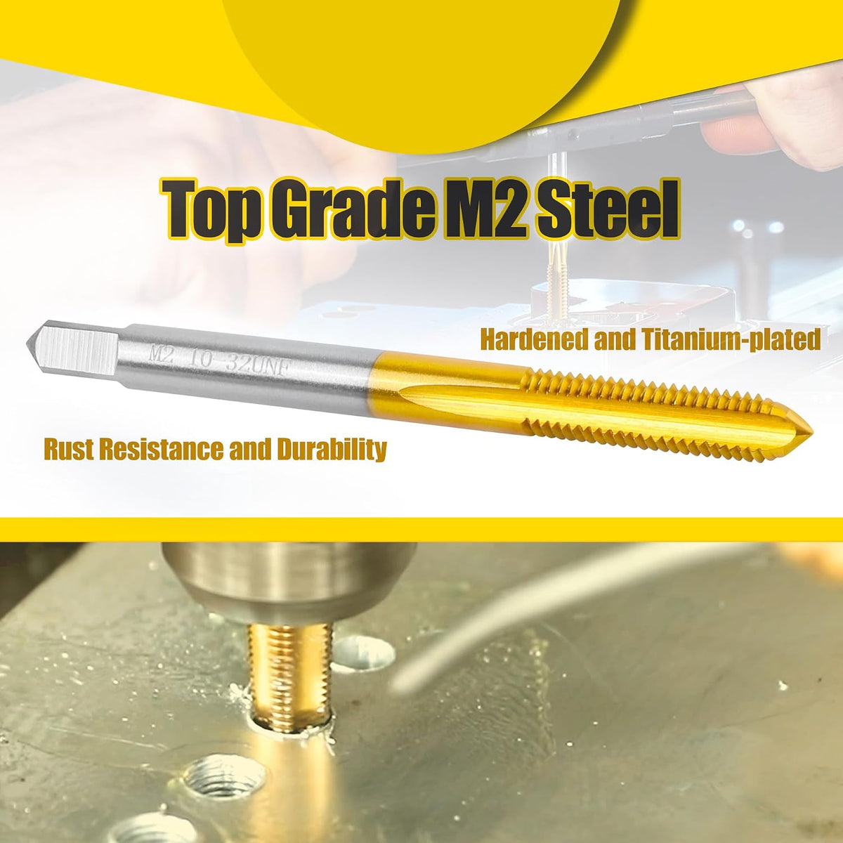 1Pc 10-32 UNF Thread Tap for Metal,M2 HSS Bottom Threading Hand Tap