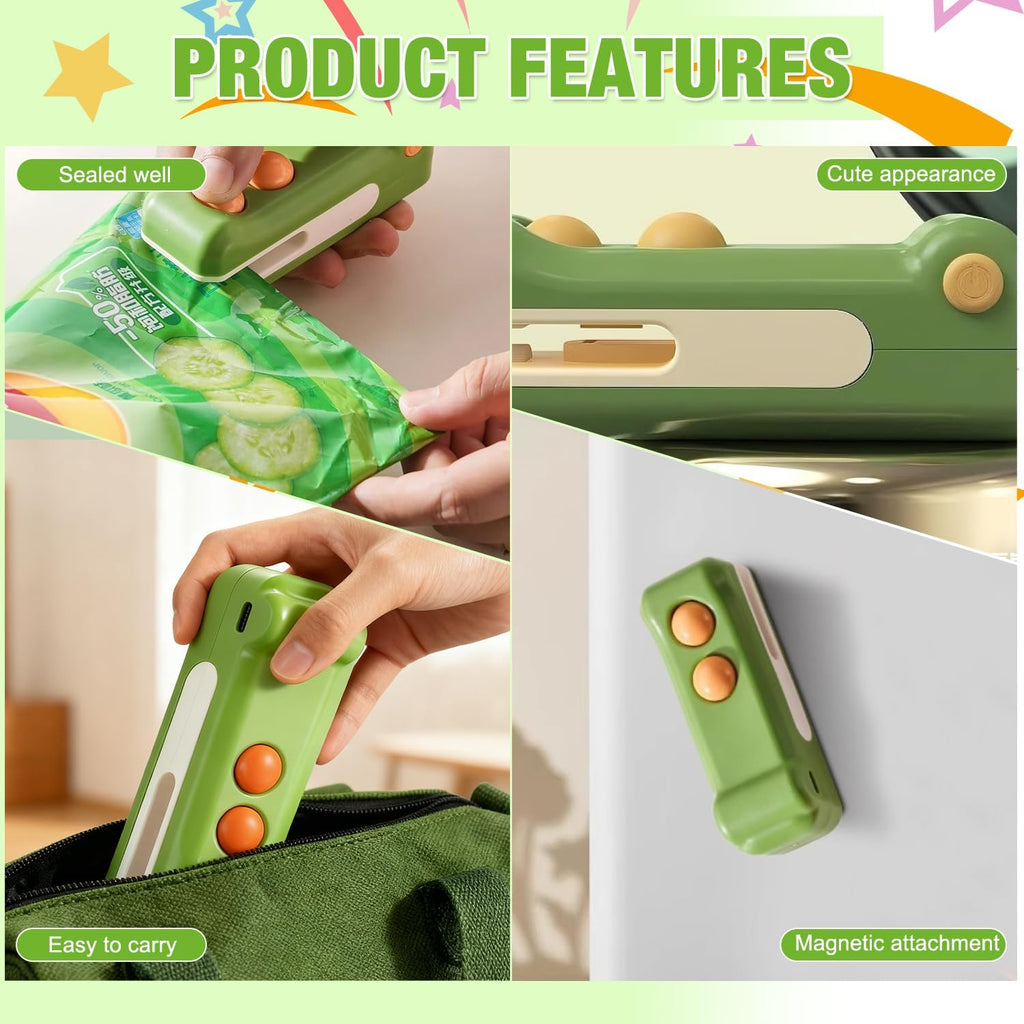 2-in-1 Rechargeable Mini Heat Sealer & Cutter,Mini Bag Sealer,Portable Handheld 2 in 1 Rechargeable Food Bag Sealer