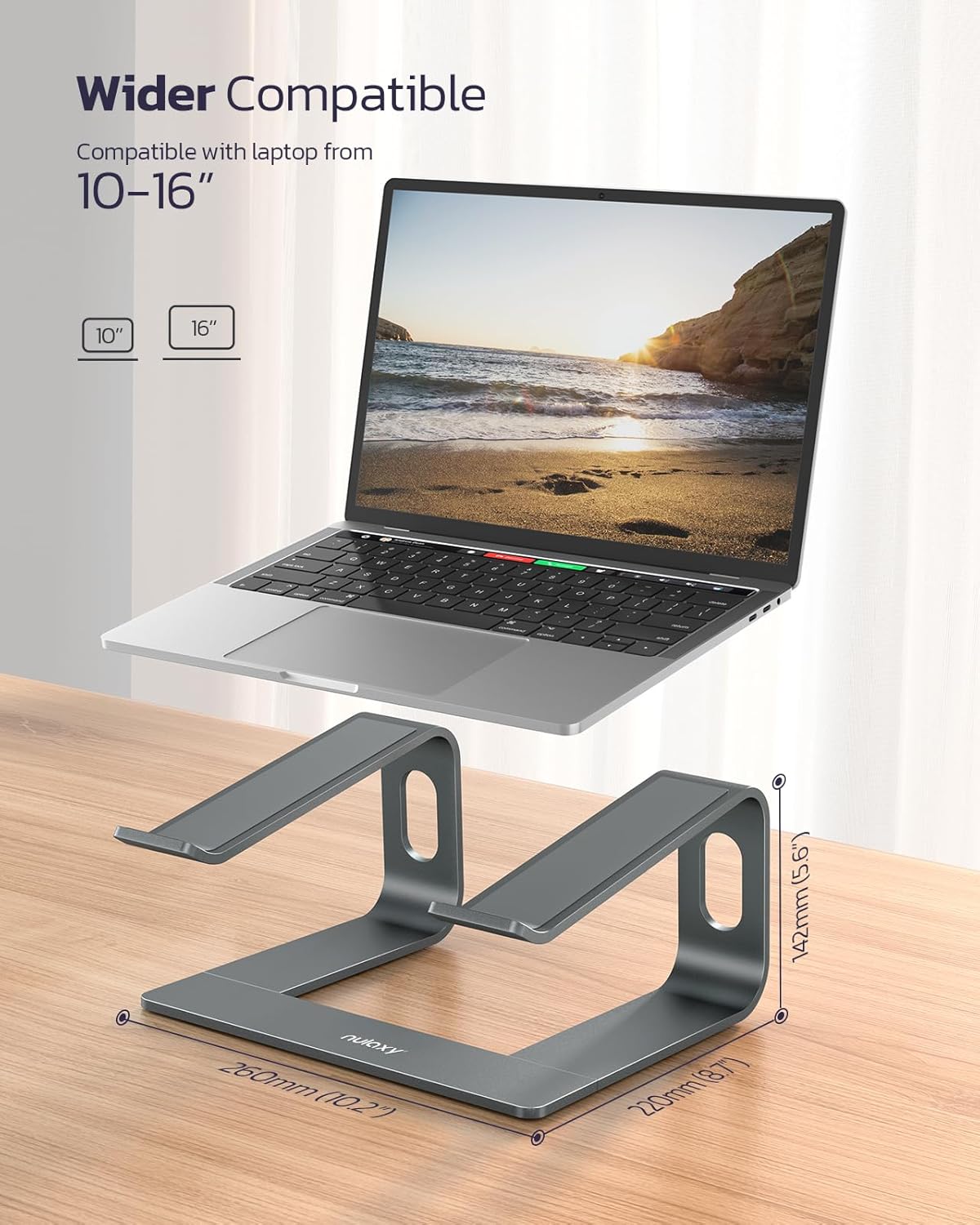 All-Aluminum Laptop Stand for Desk, Ergonomic Detachable Ventilated Cooling Computer Riser, Anti-Slip Design Notebook