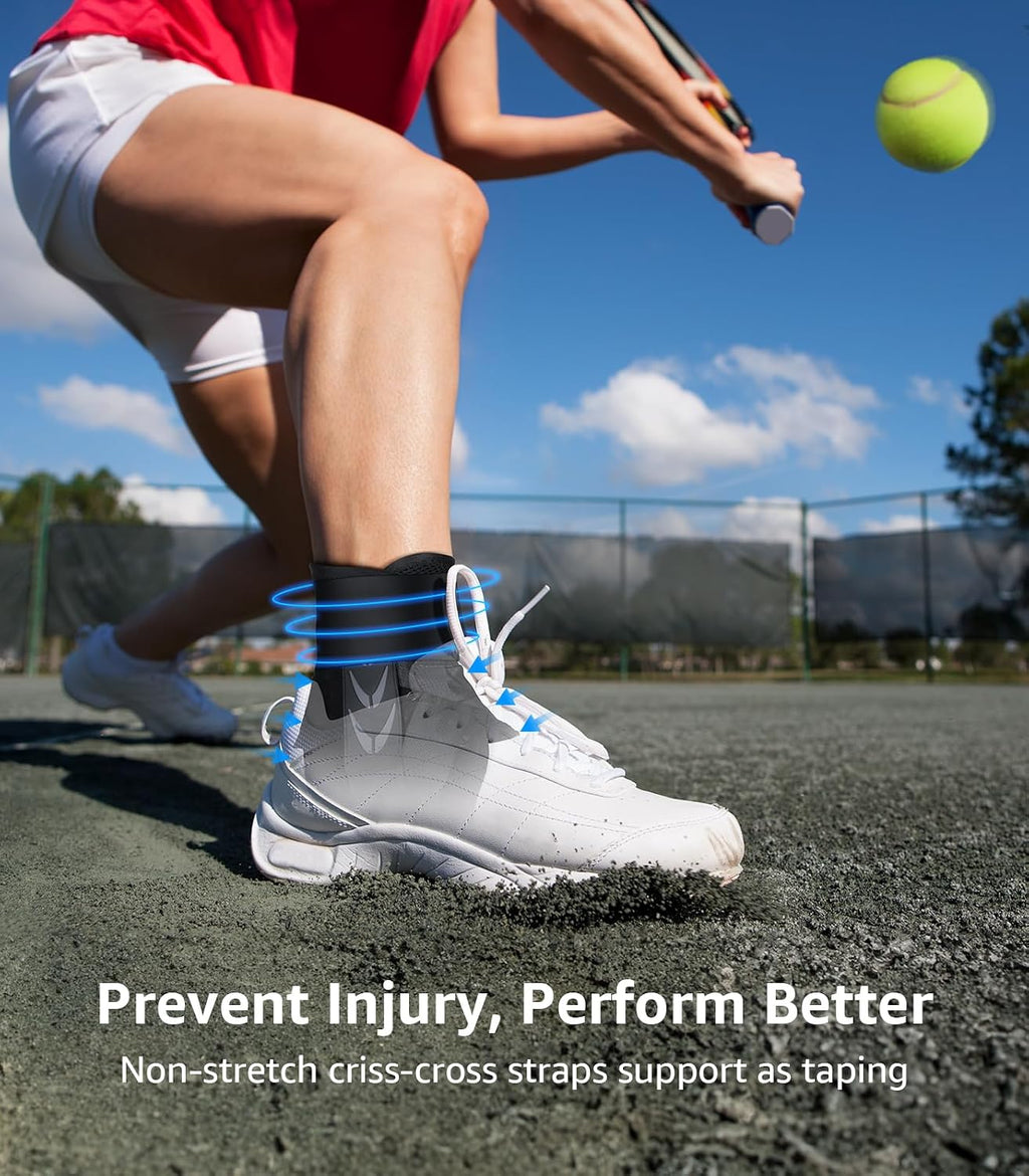 Slim-Fit Ankle Brace for Sprained Ankle, Quick Lace Up Ankle Support for Women Men With 2 Auto-Shaped Pads, Air