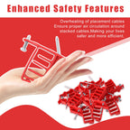 100 Pack Multi-Cable Staples with Steel Nails, Red Cable Stackers