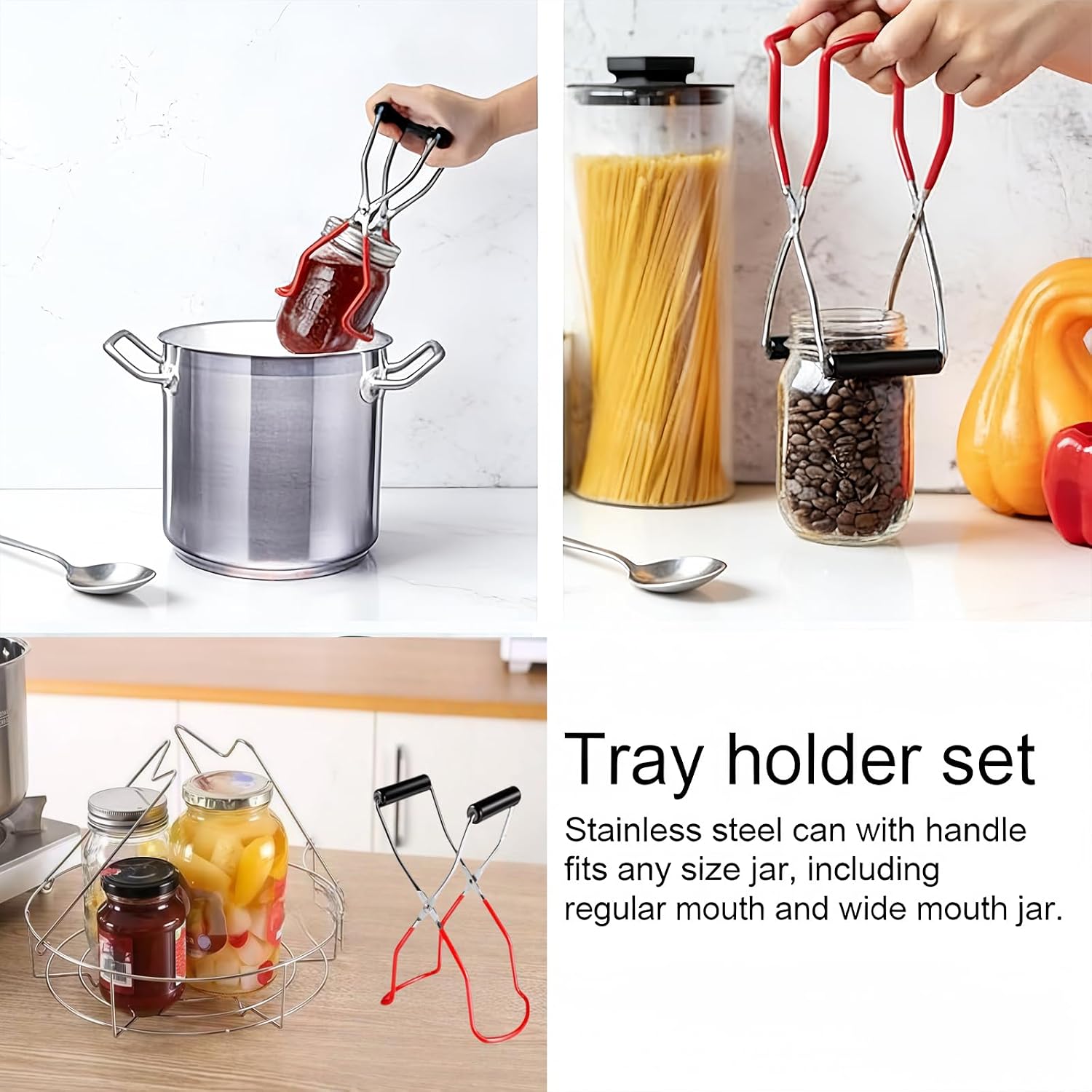 Stainless Steel Canning Rack with Jar Lifter Tongs, 11 Inch, 2-Piece Set