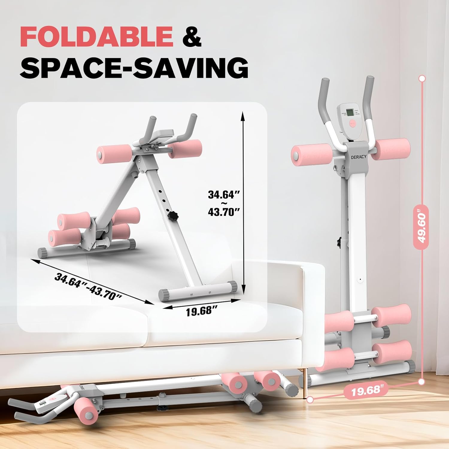 Ab Workout Machine Adjustable Ab Trainer Abdominal Trainer for Home Gym Foldable Ab Crunch Machine for Core 440 LBS