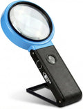 VisionAid 30X 10X Hands-Free Magnifying Glass with Stand, LED Lights, Loupe Handheld Illuminated Magnifier for Low