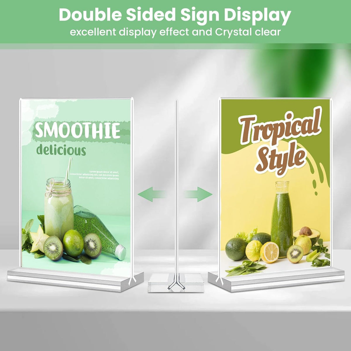 Acrylic Sign Holder 4x6, 21 Pack Clear Table Menu Vertical Double Sided Display, Plastic Menu Stand Paper Holder