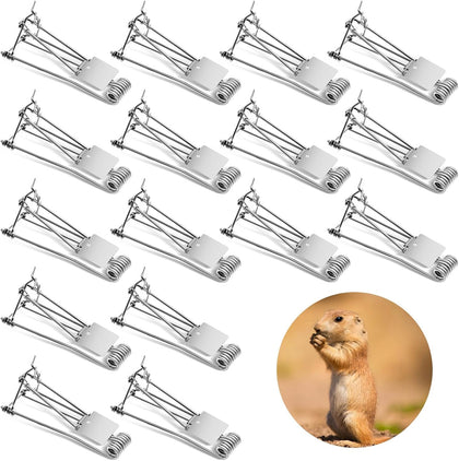16 Pcs Outdoor Gopher Trap Easy Set Mole Trap Weather Resistant Gopher Killer Vole Killer for Lawn Garden Farm (Silver)