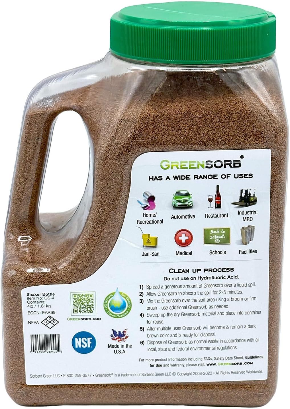 Multi-Purpose, Reusable Granular Absorbent - 4lb shaker bottle - GS-4