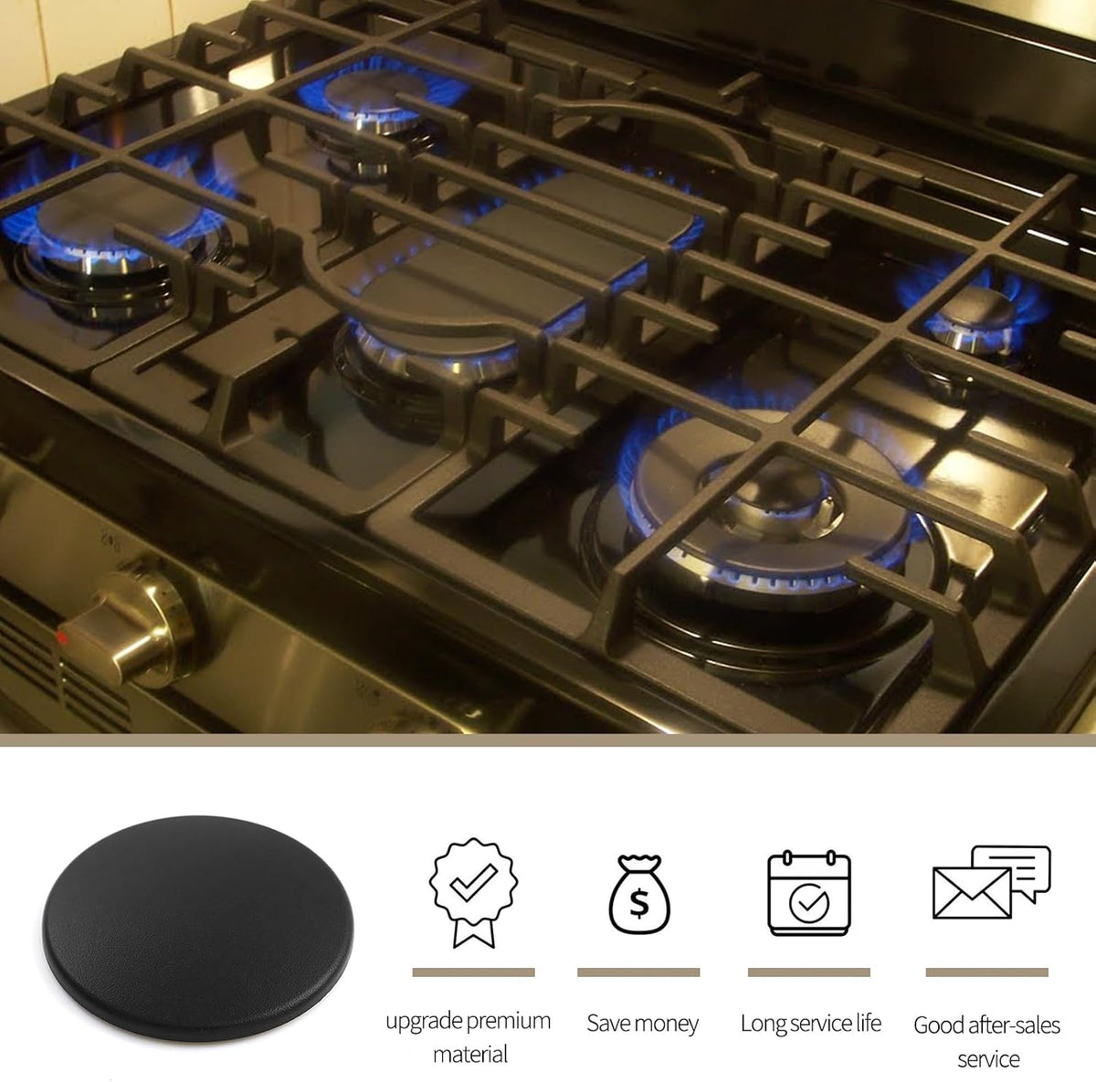 Atgestore DG62-00070A Medium Burner Cap Replacement for Samsung Gas Stove Parts 2.6” NX60A6311SS/AA NX58R5601SS/AA Samsung Range Surface Burner Medium Cap Head Burner Flame Cover Cooker Hat