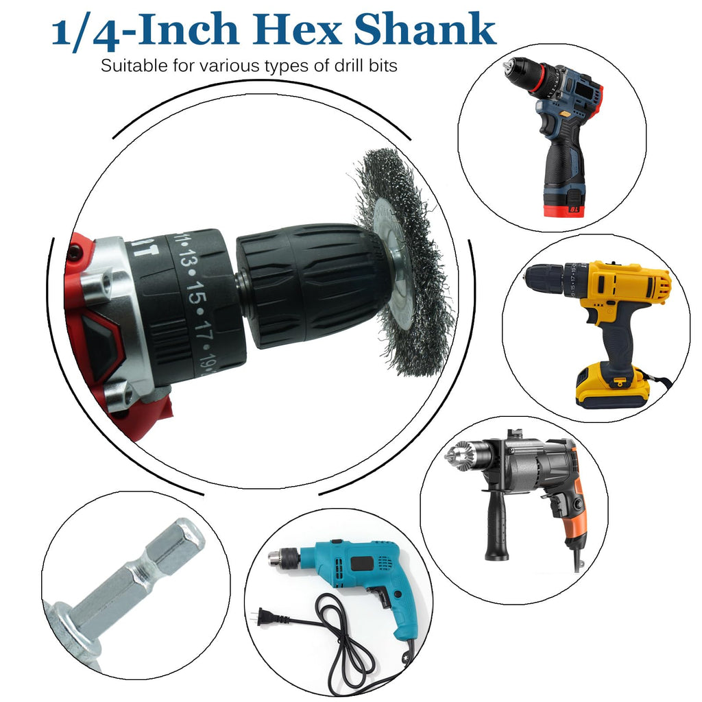 TEXNINC 5-Pack 3-Inch Wire Wheel Brush Set for Drill