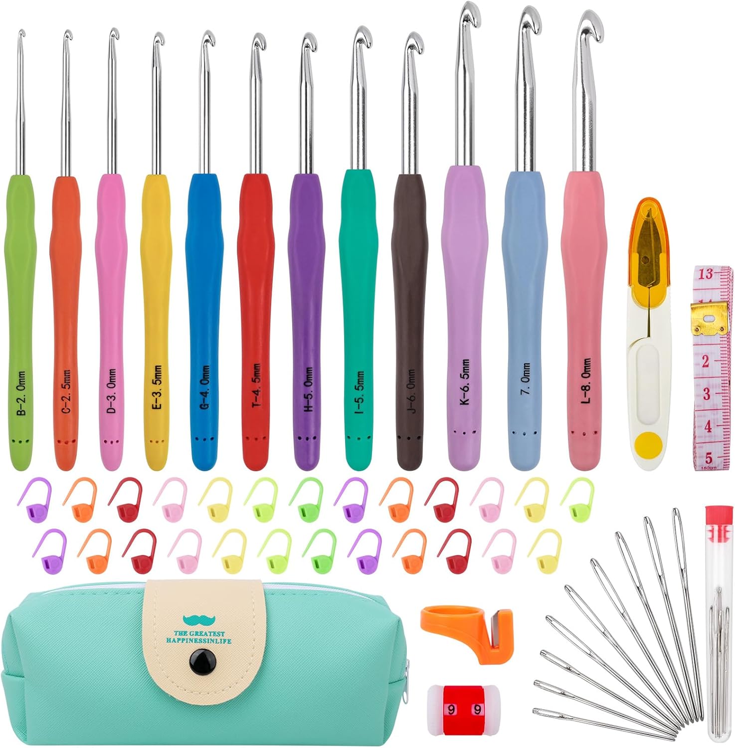 Crochet Hooks 12 Sizes Crochet Hook Set, 51 Pack Yarn Crochet Kit for Beginners, Knitting Needles with Ergonomic