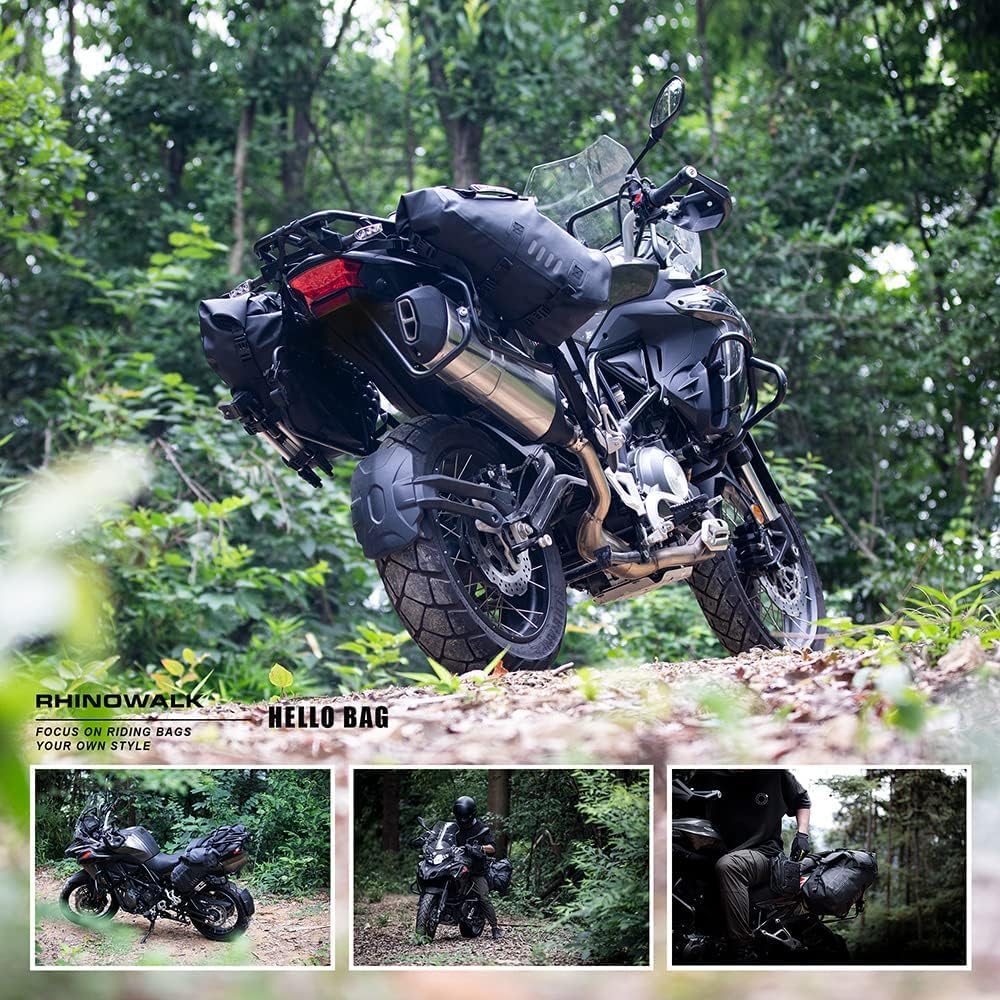 Motorcycle Saddlebags 28L(14L*2) Waterproof Motorbike Side Bags, Travel Luggage Panniers with Shoulder Strap for
