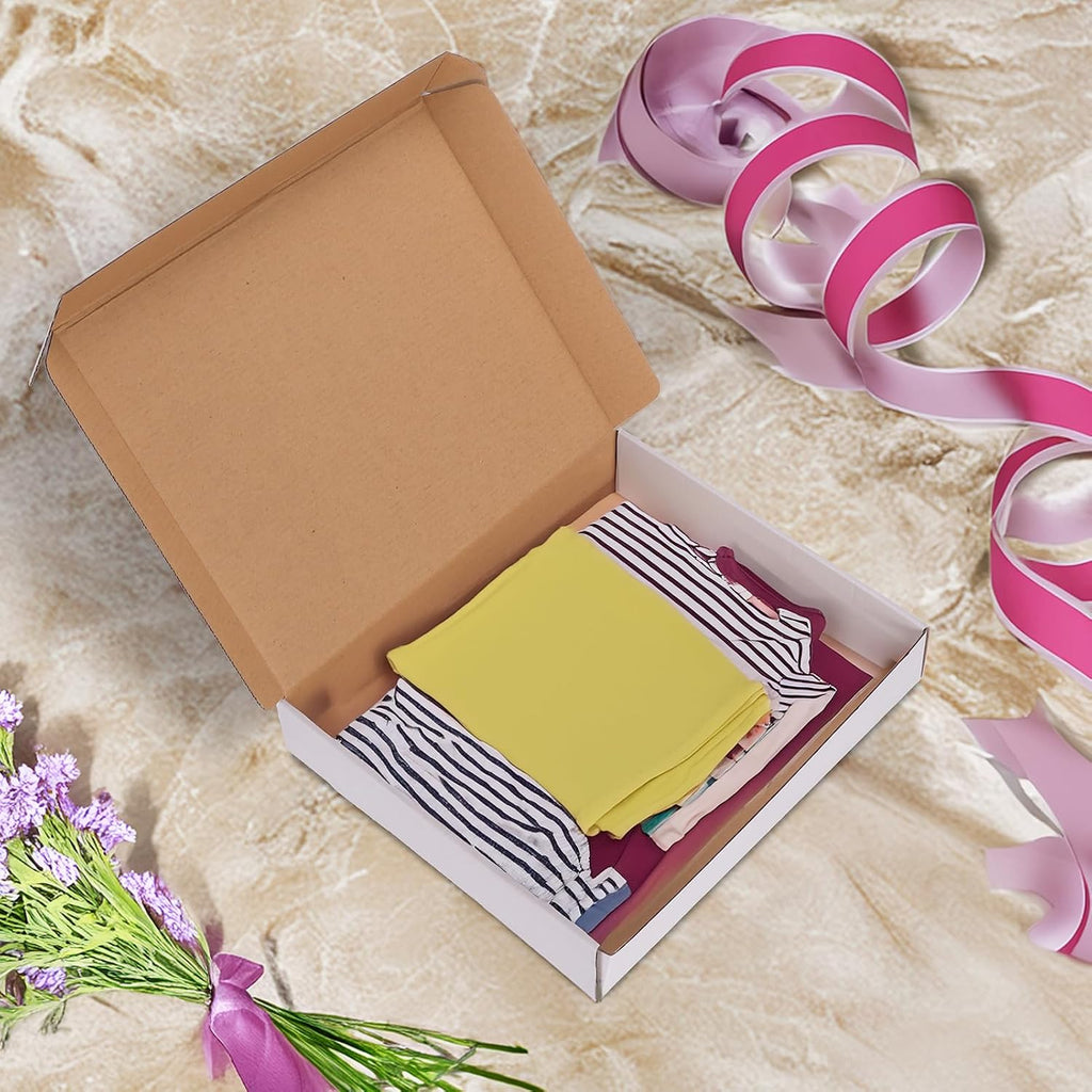 12x10x2 inches Shipping Boxes Set of 25, White Corrugated Cardboard Box Literature Mailer