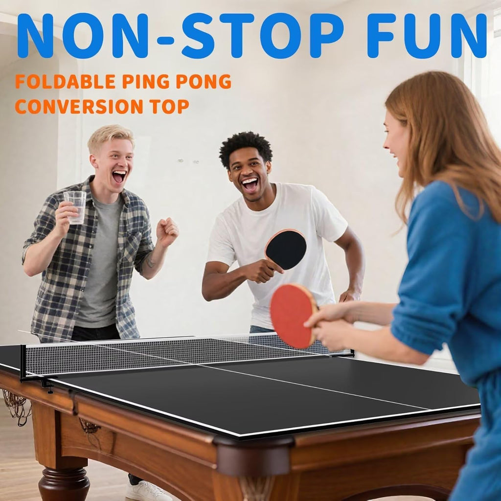 8X4 FT Ping Pong Table Top, Foldable Table Tennis Table for Billiard and Pool Tables, Indoor Table Tennis Conversion