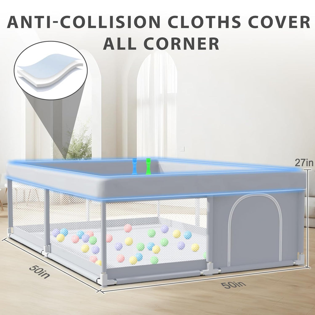 Baby Playpen 50 x 50 Inch Play Pen Playards, Playpen for Babies and Toddlers, Baby Playard for Indoor & Outdoor