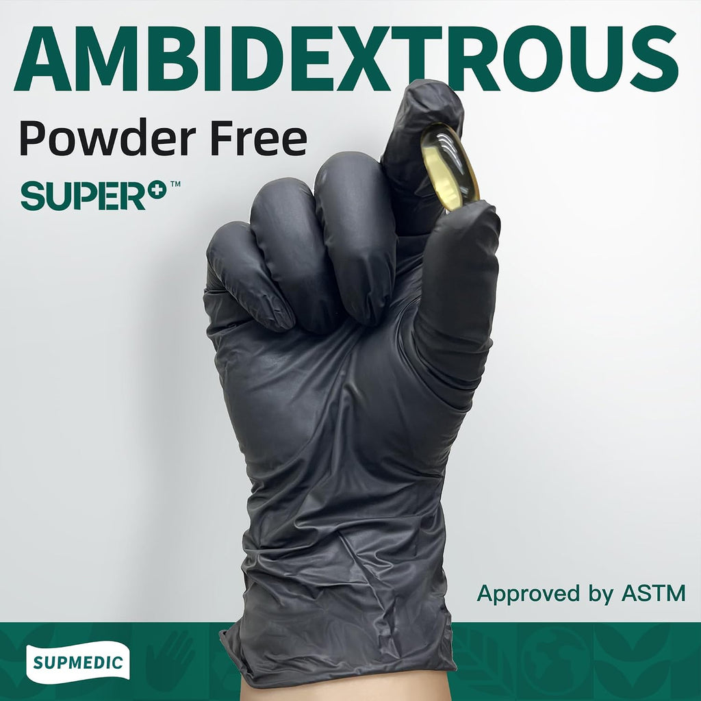 Vinyl Disposable Exam Gloves, Black 4Mil Powder-Free Latex-Free Medical Food Safe Cooking Cleaning Glove 100 &1000Ct