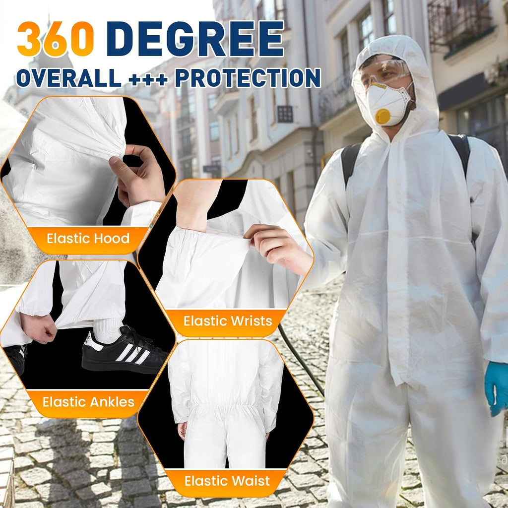 2 Pack/25 Pack Hazmat Suits Disposable Protective Coveralls | Heavy Duty Full Body Painters Suit for Men & Women