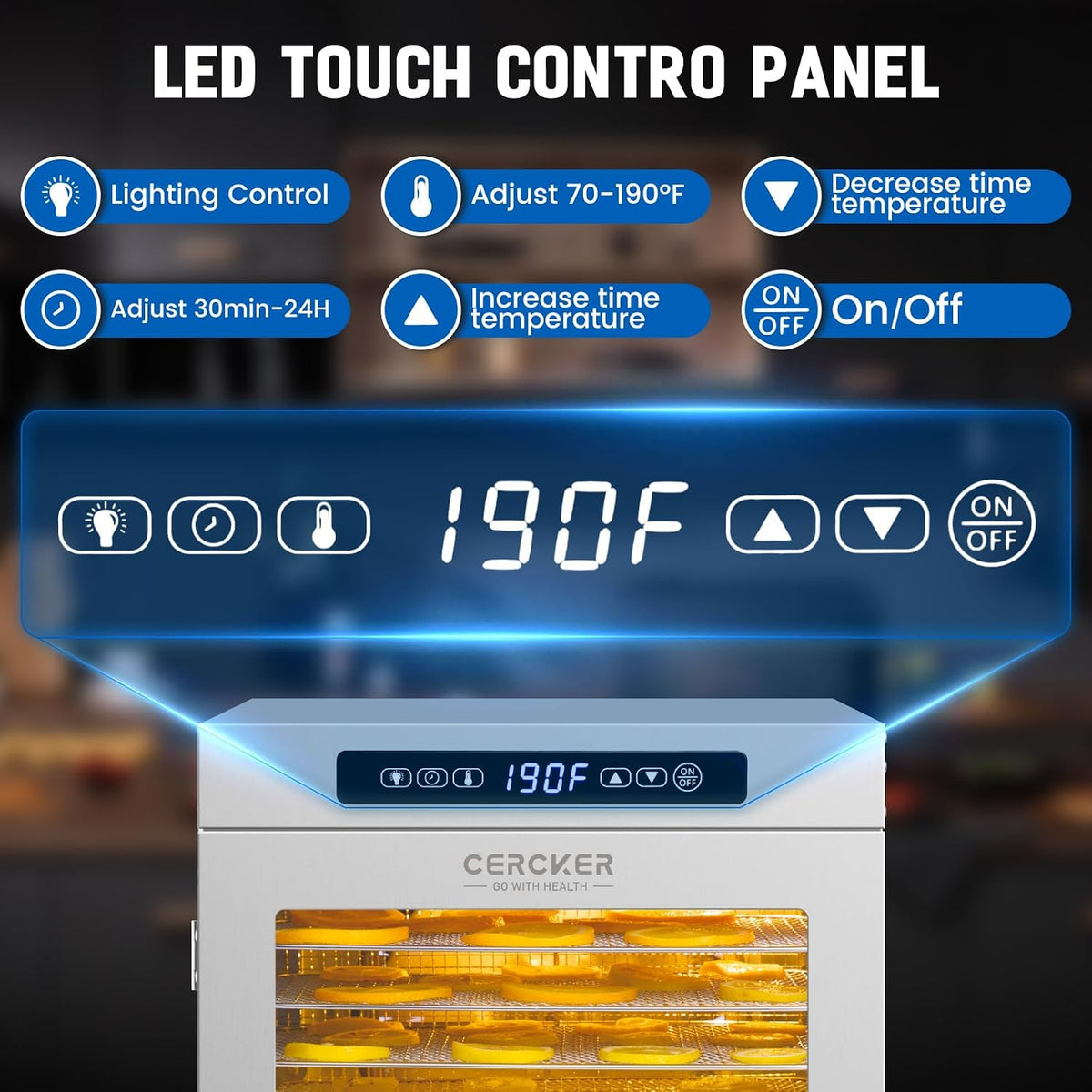Food-Dehydrator for Fruit 14 Trays Large Food Dryer for Beef Jerky 190ºF