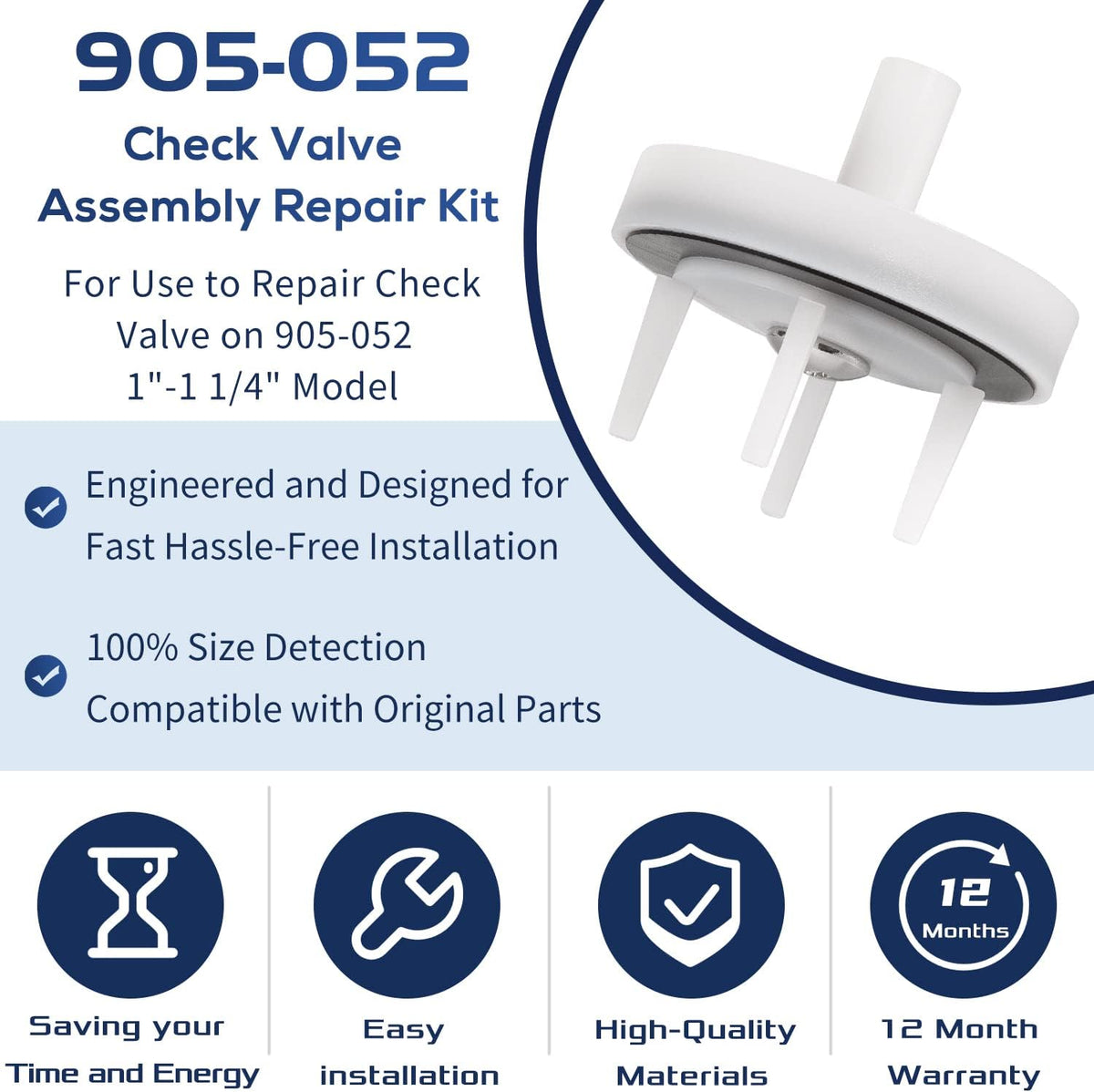 905-052 765 Check Valve Assembly Repair Kit, Fit for Model 1"-1-1/4" In Pressure Vacuum Breaker (White)