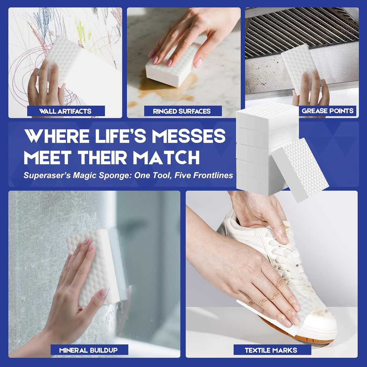 Magic Sponge Eraser, 10 Pack, 2X Density Melamine Foam