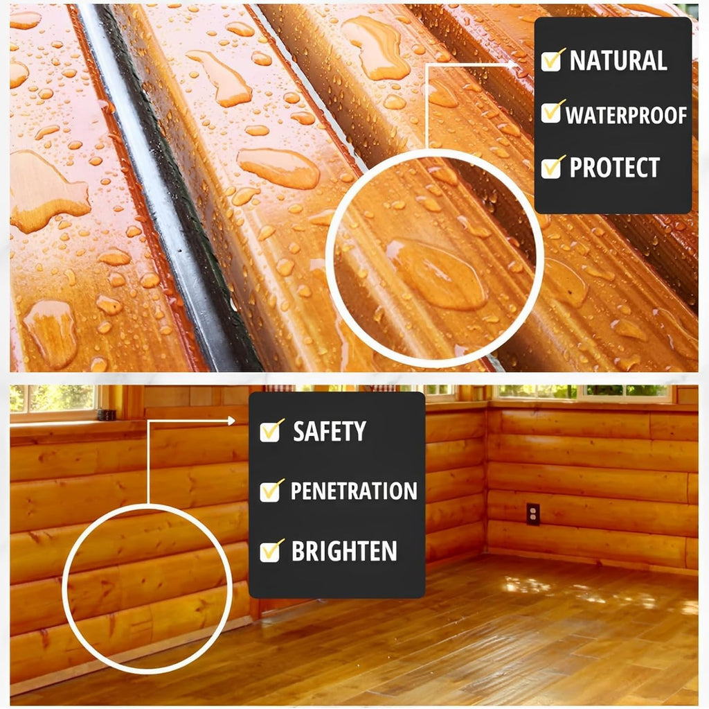 100% Pure Tung Oil 32oz, Wood Finish for Indoor Outdoor with Brush | Waterproof, Penetrates & Protects & Enhances