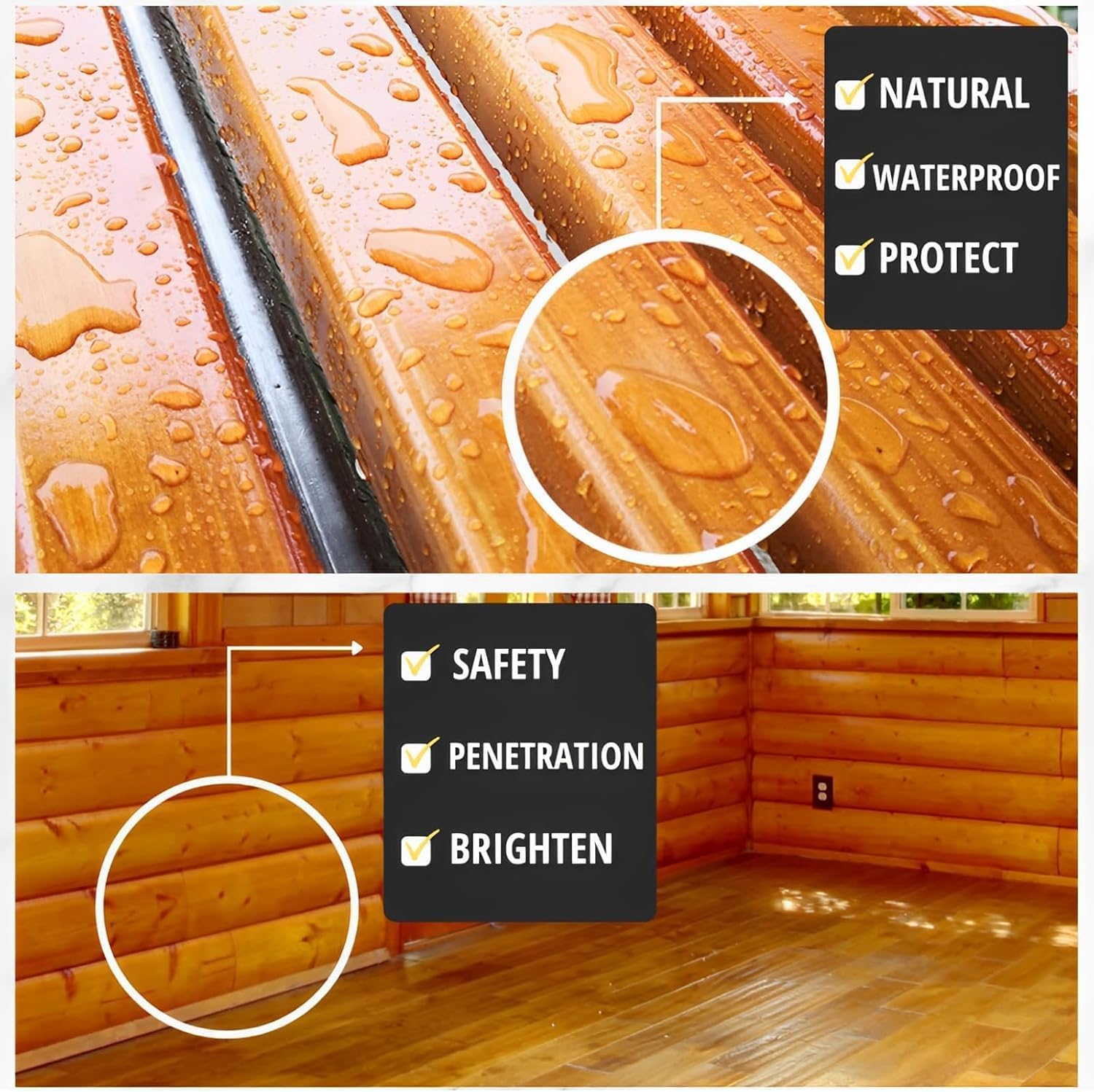 100% Pure Tung Oil 32oz, Wood Finish for Indoor Outdoor with Brush | Waterproof, Penetrates & Protects & Enhances