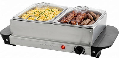 Electric Buffet Server & Food Warmer with Two 1.5 Qt, Silver FW152S