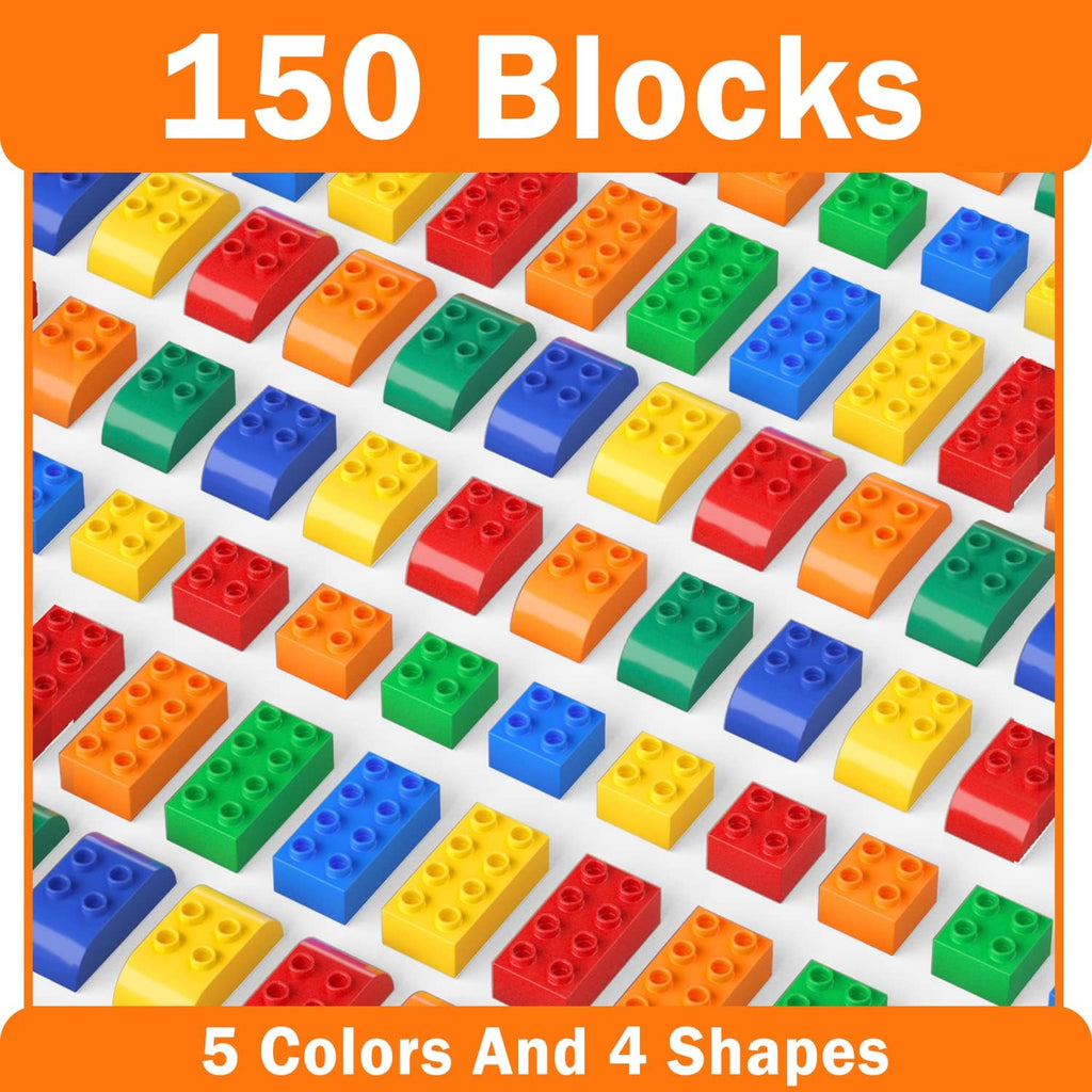 Building Blocks for Toddlers 2-5 Including a Baseplate, 150 Piece Big Building Blocks for Kids, Block and Bricks Set