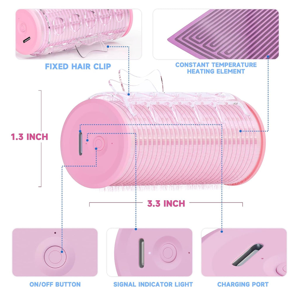 Rechargeable Electric Hair Rollers, 2pcs Mini USB Heated Bangs Roller Set, Portable Bangs Curler for Hair Styling