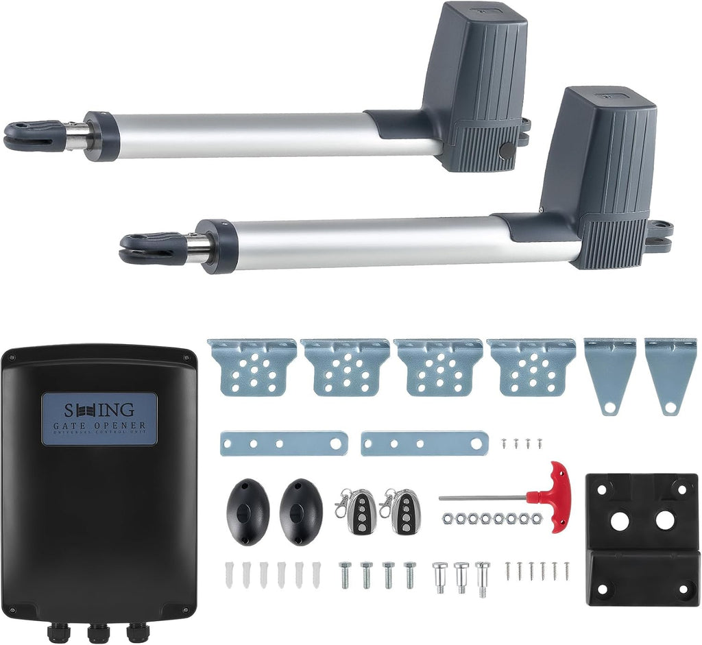 ADSW4 Automatic Gate Opener Kit, Dual Swing Gate Openers for Doors up to 1300lb 20ft, Electric Driveway Gate Openers