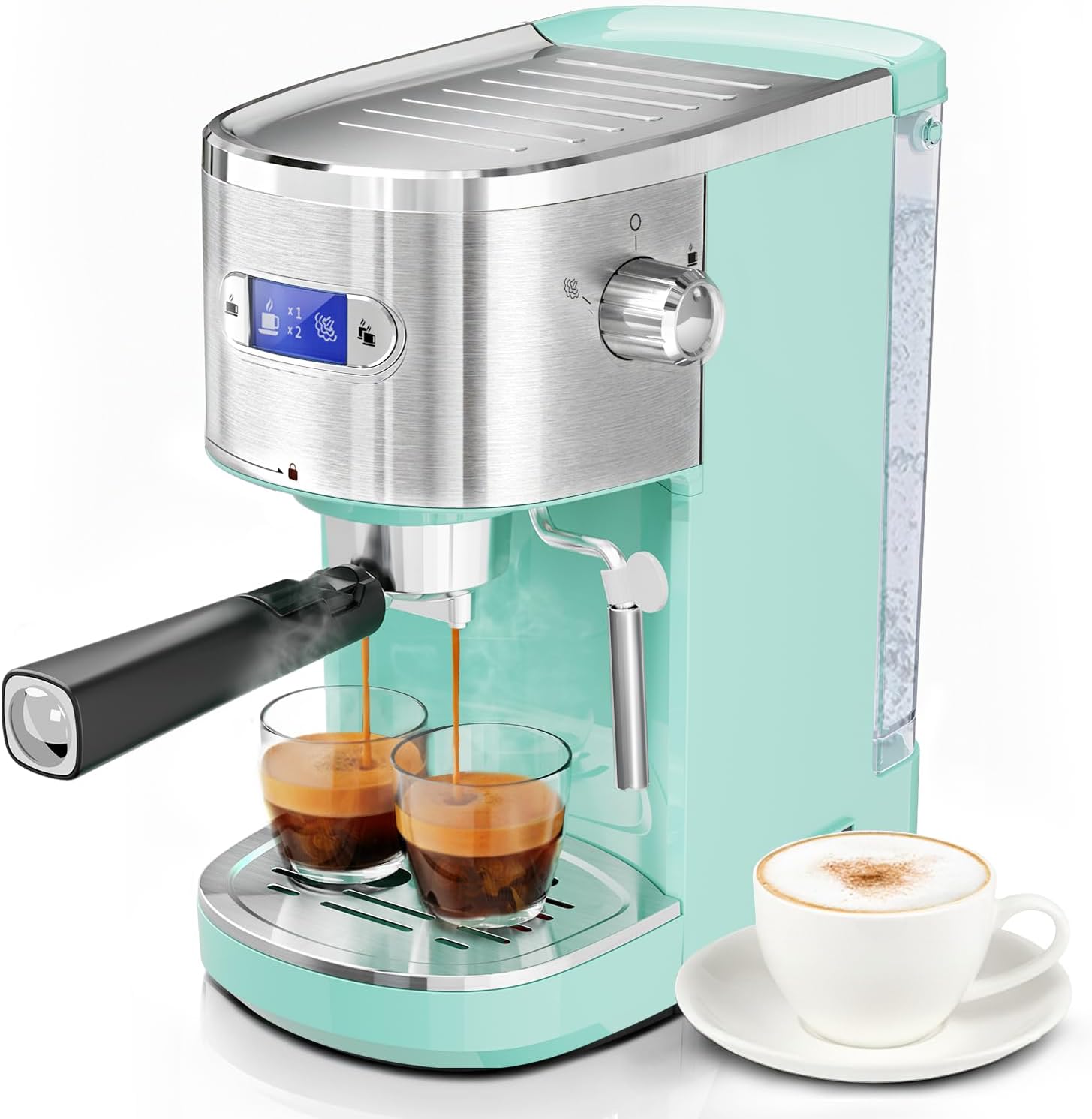 20 Bar Espresso Machine Semi-Automatic, Professional Coffee Maker with Milk Frother Steam Wand & 45OZ Removable Water
